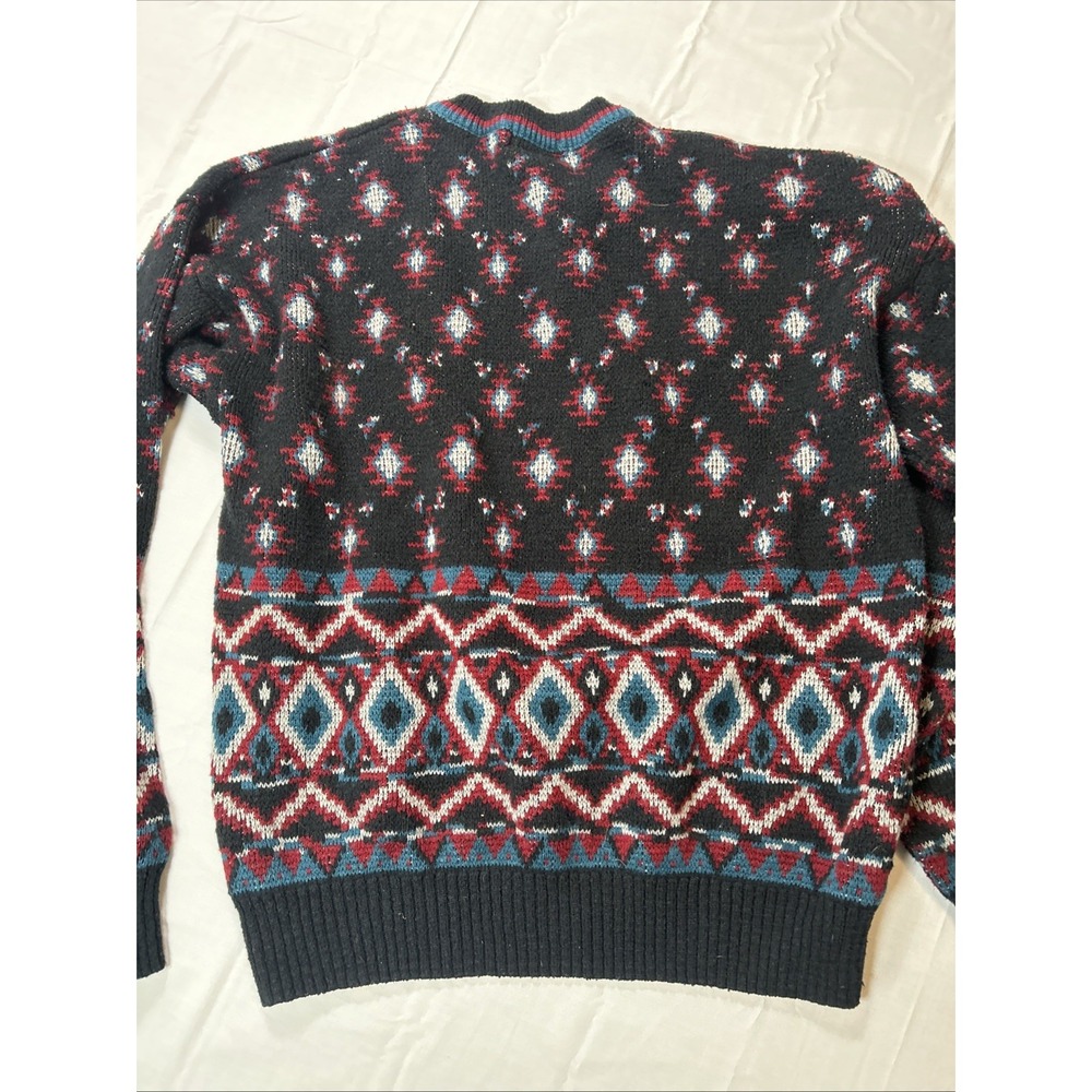 Vintage Acrylic Sweater Men's Size Large Black Cambridge Classics - Picture 9 of 12